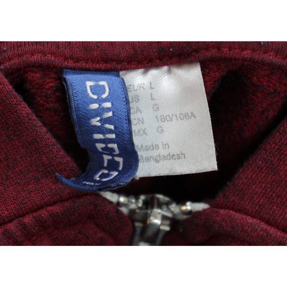 H&M Hoodie Mens Size L Red Cotton Blend Drawstring Full Zip Pockets - Picture 3 of 6